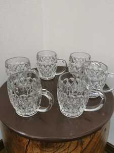  Showa Retro glass beer jug 6 customer set 