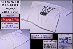 SUMMER RESORT ★ Cold Brew Girl T-shirt ★ コールドブリューガール ★ Tシャツ ★ REC COFFEE ★ レックコーヒー ★ 白 ★ M ★ 中古