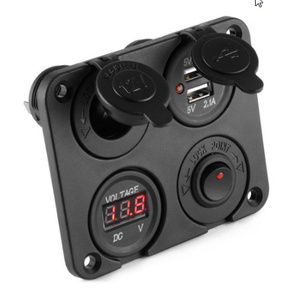 即決!新品$DC 12 V-24 V 車のシガーライターソケットデュアル USB 充電器電圧計スイッチパネル用車車ボートモーターホーム