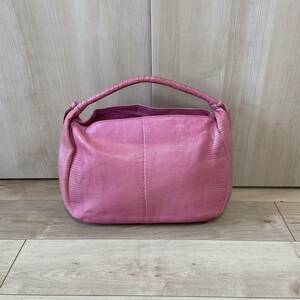 【未使用】イタリア製リザード革 ハンドバッグ SANTAGOSTINI ANSELMO トカゲ革 ピンク