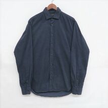 M サイズ ZARA MAN 長袖 コーデュロイシャツ ザラ 水玉 ドット 総柄 コットン 紺 ネイビー 古着 1A2928_画像1