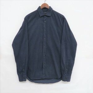 M サイズ ZARA MAN 長袖 コーデュロイシャツ ザラ 水玉 ドット 総柄 コットン 紺 ネイビー 古着 1A2928