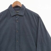 M サイズ ZARA MAN 長袖 コーデュロイシャツ ザラ 水玉 ドット 総柄 コットン 紺 ネイビー 古着 1A2928_画像5