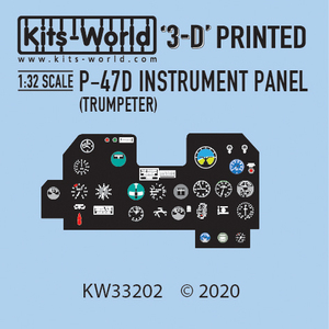 キッツワールド KW33202 1/32スケール 3D フルカラー 計器盤. P-47 コクピット 計器盤 (トランぺッター用).