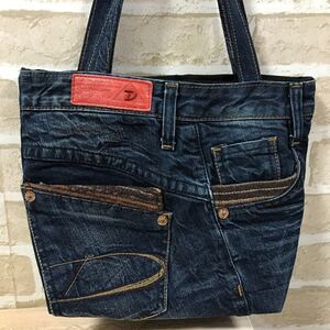 ハンドメイド デニムトートバッグ リメイク 肩掛けできます 内ポケット3個