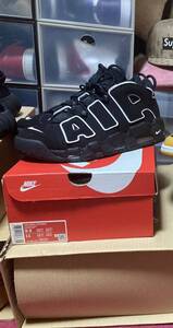 27.5cmUS9.5 NIKE AIR MORE UPTEMPO BLACK WHITE (2020) ナイキ エアモアアップテンポ ブラック ホワイト モアテン 1円