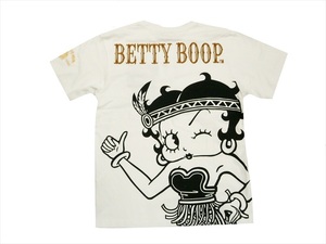 ベティーブープ×ブレイブマン BRAVE-MAN BBB-2118 刺繍＆プリント「インディアンベティー・Betty Boop」半袖Tシャツ ホワイト L 新品