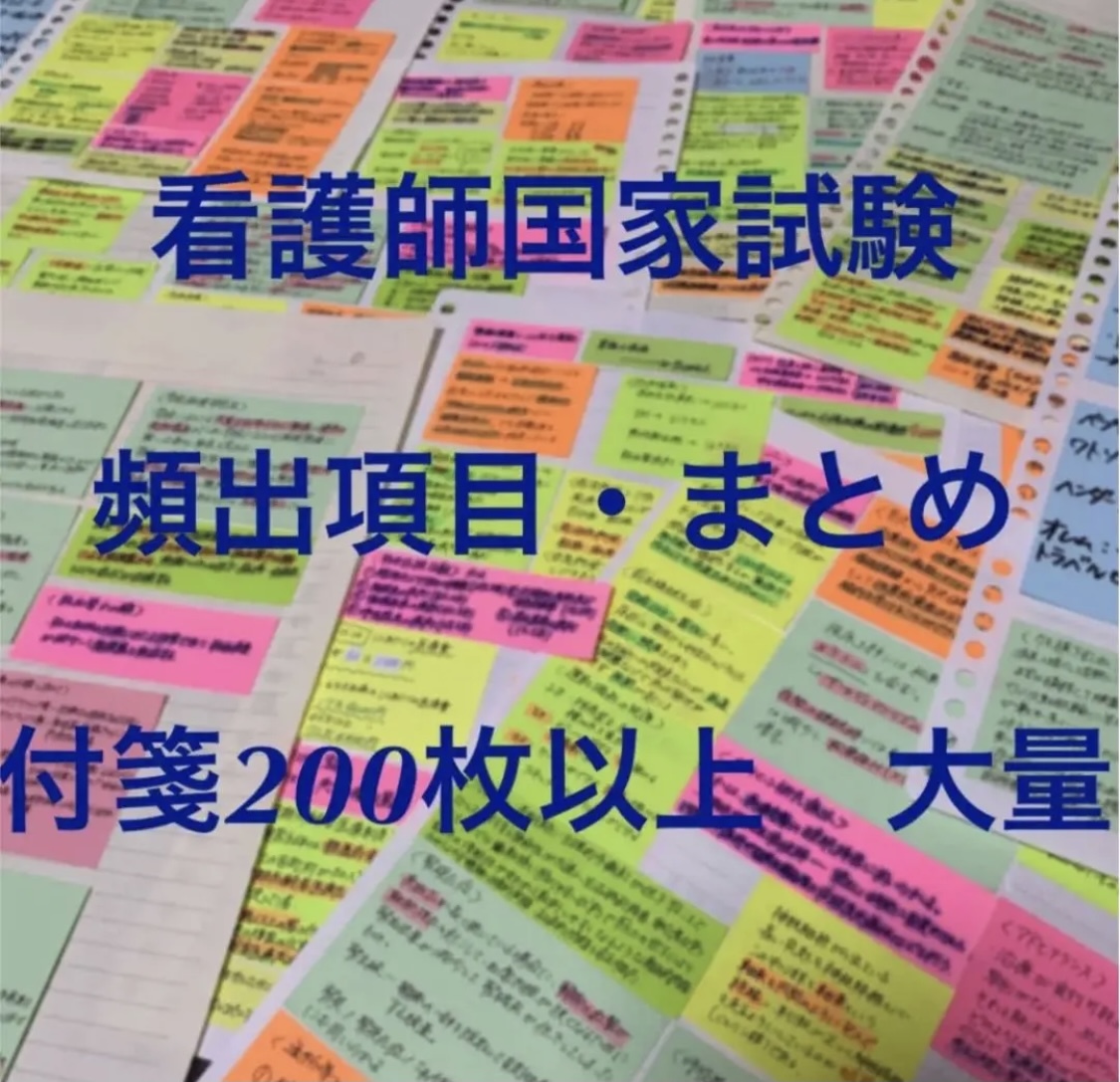 人気の春夏 まとめ価格!看護師国家試験対策 大量付箋 付箋ノート 解剖