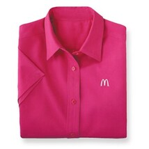 US マクドナルド レディースユニフォームシャツ トロピカルピンク Mサイズ 制服、レア♪_画像1