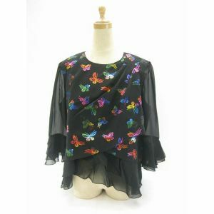  new goods * Rainbow blouse * 7 color butterfly work formal karaoke georgette size M Chorus / musical performance ./ presentation / costume /