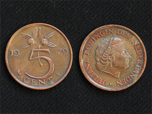【オランダ】 5セント 1979年 ユリアナ女王 銅貨　cent