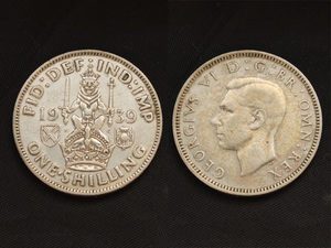 【イギリス】 1939年 Shilling シリング 銀貨 世界大戦開戦