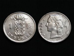 【ベルギー】 1フラン Fr 1956年 白銅貨 Belgie 豊穣の女神 ケーレス