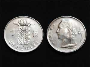 【ベルギー】 1フラン Fr 1970年 白銅貨 Belgie 豊穣の女神 ケーレス