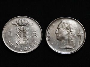 【ベルギー】 1フラン Fr 1973年 白銅貨 Belgie 豊穣の女神 ケーレス
