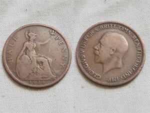 【イギリス】 1928年 ハーフペニー 1/2 Penny ジョージ5世 ブリタニア女神 銅貨