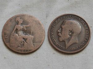 【イギリス】 1912年 ハーフペニー 1/2 Penny ジョージ5世 ブリタニア女神 銅貨