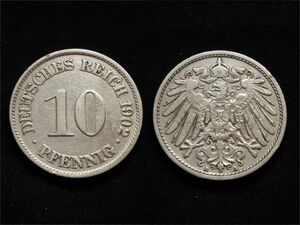 【ドイツ】 10ペニヒ 1902年 A 10pf 白銅貨