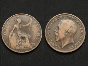 【イギリス】 1917年 ペニー Penny ジョージ5世 ブリタニア女神 銅貨