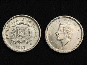 【ドミニカ】 10センタボス 1987年 ドゥアルテ 白銅貨 最終発行