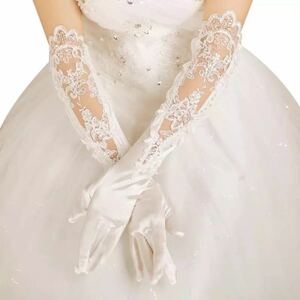 ウエディンググローブ　結婚式　ロング　手袋　花嫁　ホワイト　白　サテン　二次会　挙式　結婚　グローブ