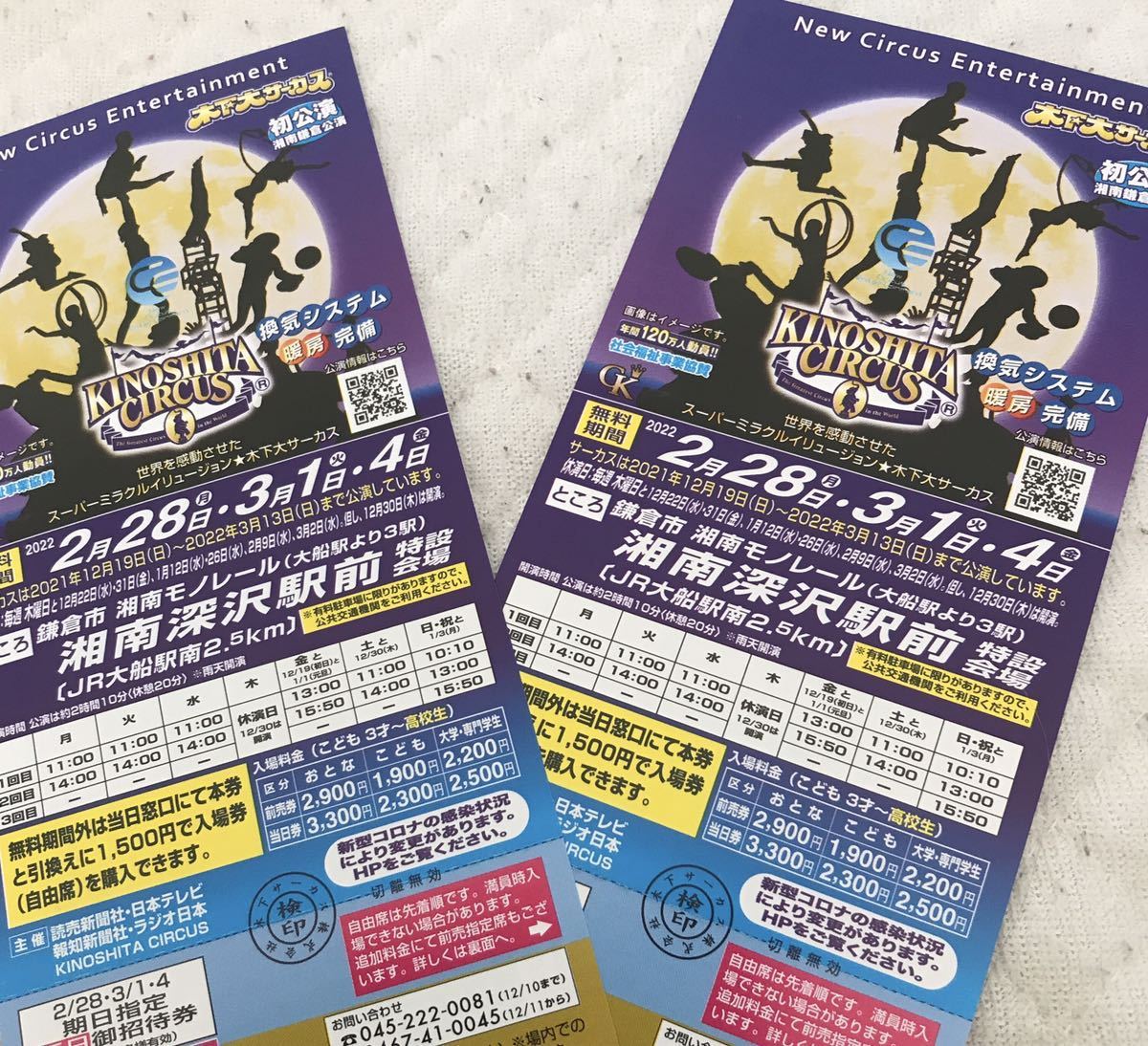 100%本物 木下大サーカス 招待券 4枚セット 全期間 土日OK - サーカス