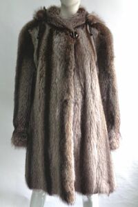  hood attaching raccoon fur fur * coat american size 6-8