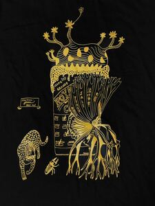 ミステリーカフェ　Mサイズ 半袖Tシャツ　ブラック　aroundaglobe パキポディウム　グラキリス　ビカクシダ　コウモリラン　植物　ヒョウ柄
