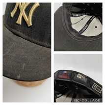 NEW ERA ニューエラ ニューヨークヤンキース USA製　肉厚刺繍ウールキャップ　帽子　ブラック　ゴールド　ウール100％　7 5/8 60.6cm_画像10