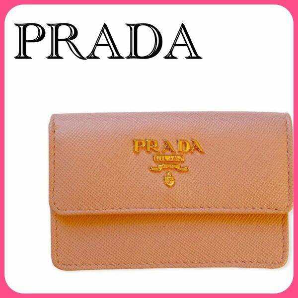 超美品★ 希少なピンク★ PRADA プラダ 名刺入れ カードケース　定期入れ　サフィアーノ　パステルピンク　大人可愛い