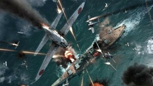 ゼロ戦 戦闘機空中戦 戦艦 零式艦上戦闘機 ミリタリー アート 壁紙ポスター 603×339mm（はがせるシール式）025S2