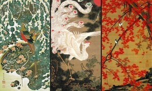 Art hand Auction 伊藤若冲 動植綵絵三十幅 雪中錦鶏図 老松白鳳図 紅葉小禽図 絵画風 壁紙ポスター 特大 962×576mm (はがせるシール式) 009S1, 絵画, 日本画, 花鳥, 鳥獣