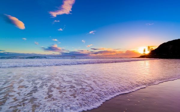 Tapetenposter „Gold Coast Sunset Beach Sea Painting Style, extra große, breite Version, 921 x 576 mm (abziehbarer Aufklebertyp) 044W1, Drucksache, Poster, Andere