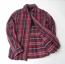 wjk ダブルジェイケイ 厚手コットン チェック ツーフック ネルシャツ 日本製 メンズ 羽織 長袖シャツ ジャケット (M) 赤系 ●S-280_画像1