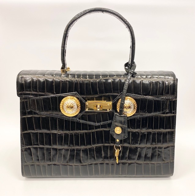 ビンテージ VERSACE ハンドバッグ ブラック×ゴールド金具の通販 by