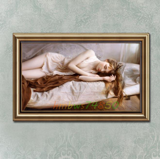 ☆Rare item◆Artwork☆Sensual beauty figure painting oil painting painting bedroom decoration beautiful woman painting with frame 40cm*60cm, painting, oil painting, portrait