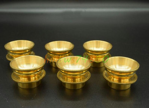 「密教法具 寺院仏具」極上品 豆型六器 仏具 真鍮製 磨き仕上げ 口径4.8cm