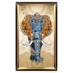 Art hand Auction Unused High Quality Decorative Painting Elephant Oil Painting Luxurious Artwork Painting Entrance Mural Hanging Decoration Drawing Room, painting, oil painting, animal drawing