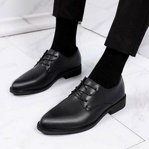 靴 bs1【25.5cm】メンズ ビジネスシューズ メンズシューズ プレーントゥ 合成革靴 無地 シンプル 通勤 軽量 靴 黒 ブラック