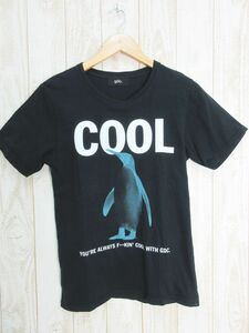 GDC/ジーディーシー：COOL プリントTシャツ ペンギン 半袖 ブラック/サイズS/メンズ/中古/USED