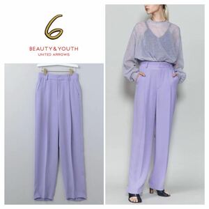 ＜6(ROKU)＞GEORGETTE TUCK PANTS 2/パンツ　ライラック　タックパンツ　38 2022119