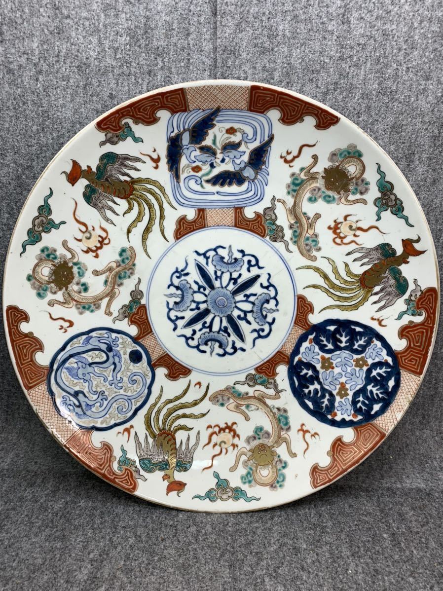 古伊万里 伊万里 色絵 赤絵 呉須 台皿 輪華皿 古玩 明朝 唐 5客