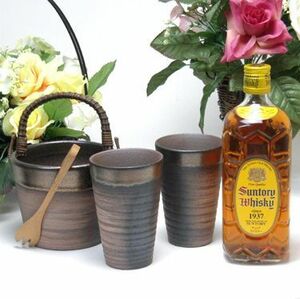  gorgeous sake cup and bottle set ceramic art author cheap wistaria .. work ( Suntory angle bin 40*700ml )