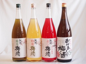  plum wine 4 pcs set (... Chan. plum wine red .. red plum wine ( Wakayama ) bee molasses plum wine ( Wakayama ) green tea plum wine ( Wakayama prefecture )) 1800ml×4ps.