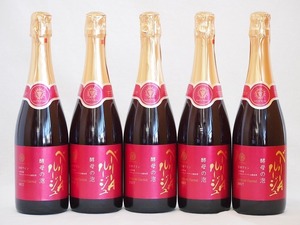 5本セット(山梨県産マスカット・ベーリーA　スパークリング赤ワイン ルージュ 酵母の泡 alc.11%やや辛口) 720ml×5本