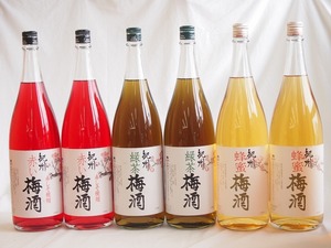  plum wine 6 pcs set ( red .. red plum wine ( Wakayama ) bee molasses plum wine ( Wakayama ) green tea plum wine ( Wakayama prefecture )) 1800ml×6ps.