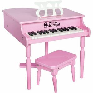 訳あり100円スタート お祝い 誕生日プレゼント グランドトイピアノ ベンチ付きお子様向け pink 30鍵盤  定価12900の画像1