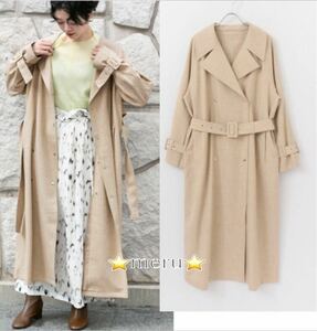 *( бесплатная доставка ) KBF+linen Like большой цвет пальто бежевый Urban Research 