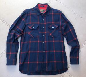 ペンドルトン Pendleton トーマスケイ コレクション 限定生産モデル Oliver ウールシャツ 紺×赤 シャドー チェック柄 size M 猫目ボタン