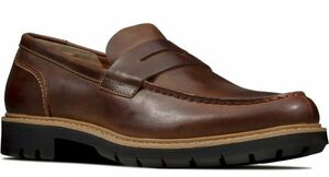 送料無料 CLARKS 28.5cm ペニー ローファー ダーク タン ブラウン レザー ビジネス オフィス カジュアル スーツ スニーカー ブーツ YYY100